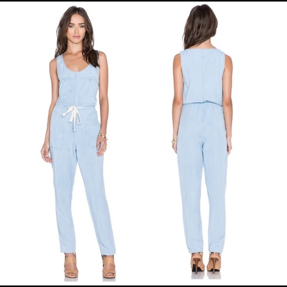 L'AGENCE Denim - L’AGENCE Denim Chambray Drawstring Jumpsuit 4